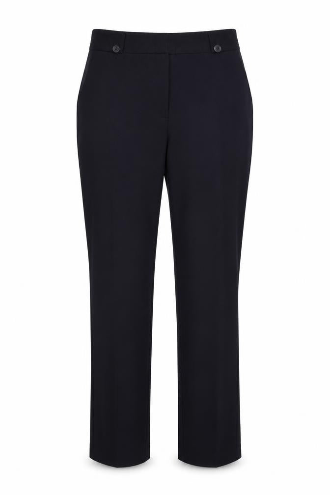 Front view of Saviour women’s blue trousers, size UK 12, 28-inch leg