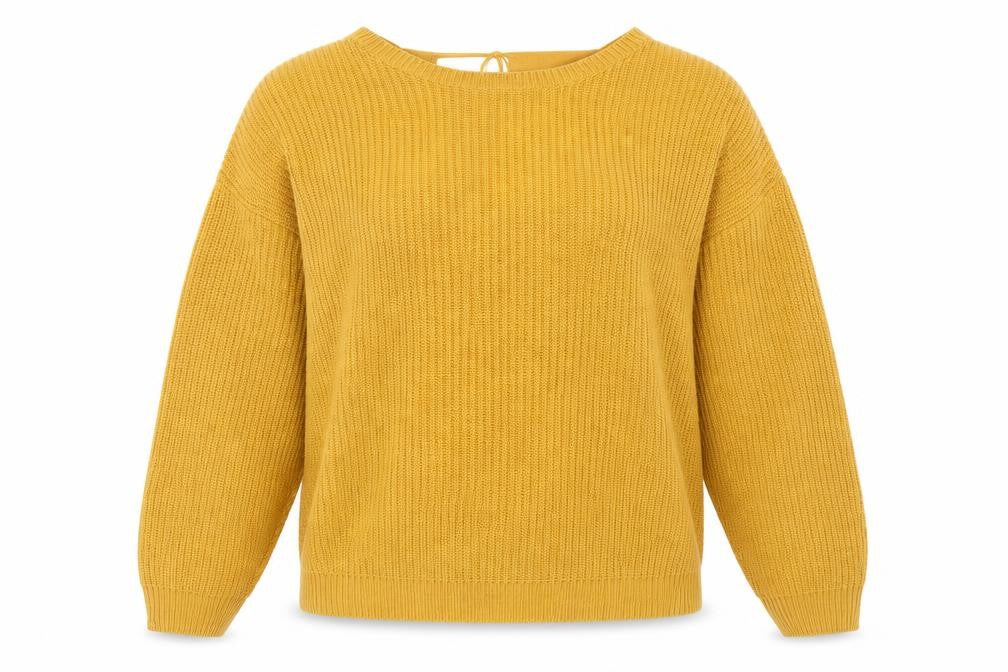 Front view of New Look women’s yellow jumper, size L