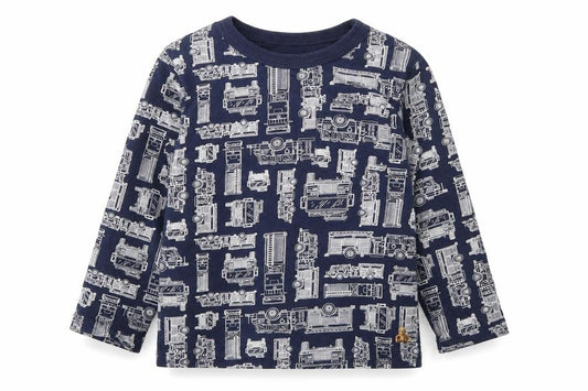 Front view of Gap boys’ blue animal print basic t-shirt, size 3, years