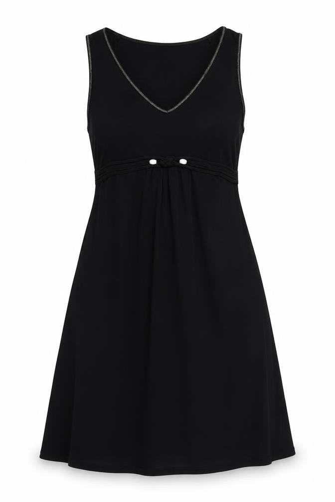 Front view of barandi women’s black fit & flare, size M