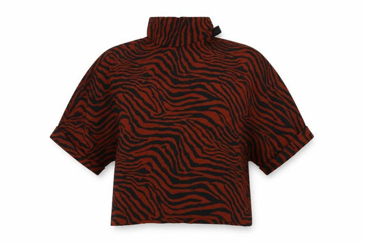 Front view of Primark women’s orange animal print basic blouse, size UK 12
