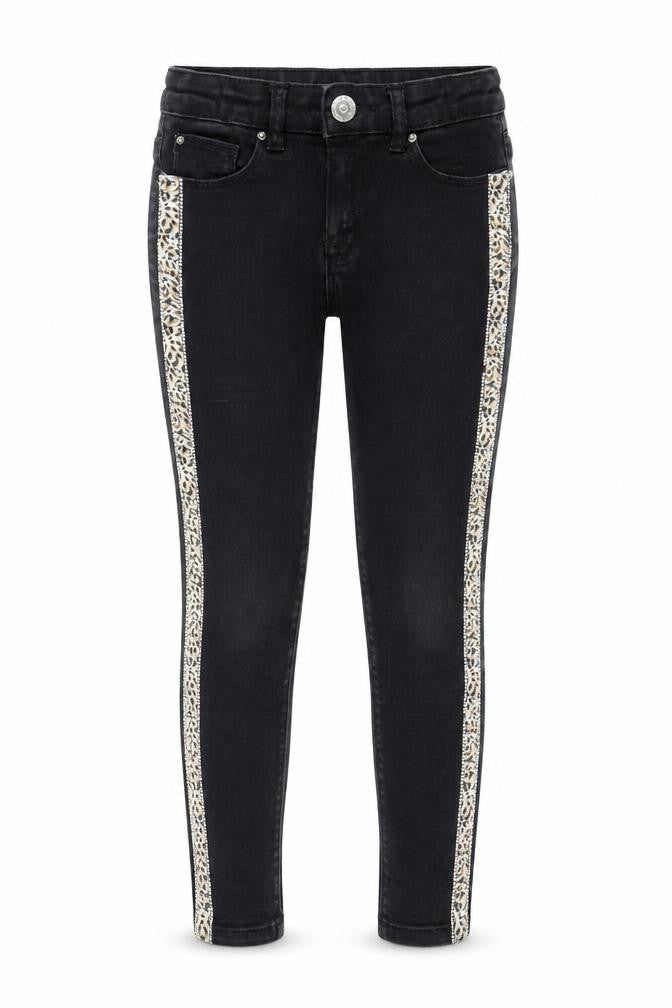 Matalan Girls Black Striped Denim Skinny Jeans Size 6 Years