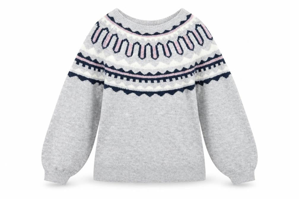 Front view of George women’s grey striped knit jumper, size S