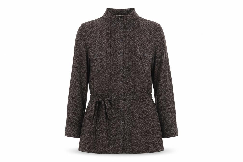 George Womens Brown Polka Dot Jersey Basic Button-Up Size 8