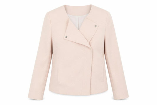 Front view of Dorothy Perkins women’s pink check jacket, size UK 14