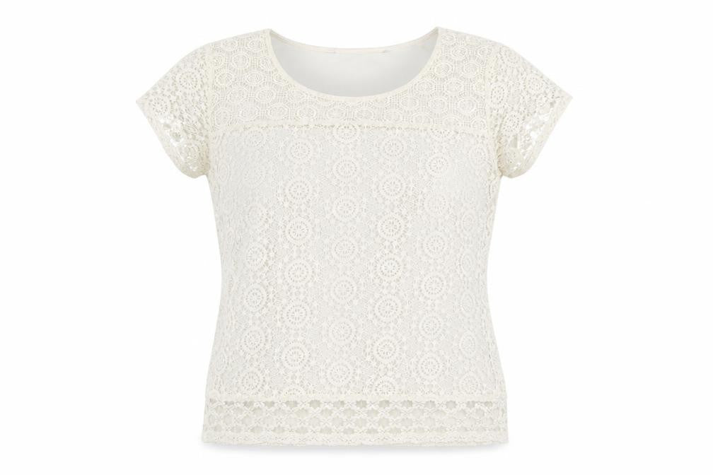 Preworn Womens Beige Geometric  Basic T-Shirt Size 8