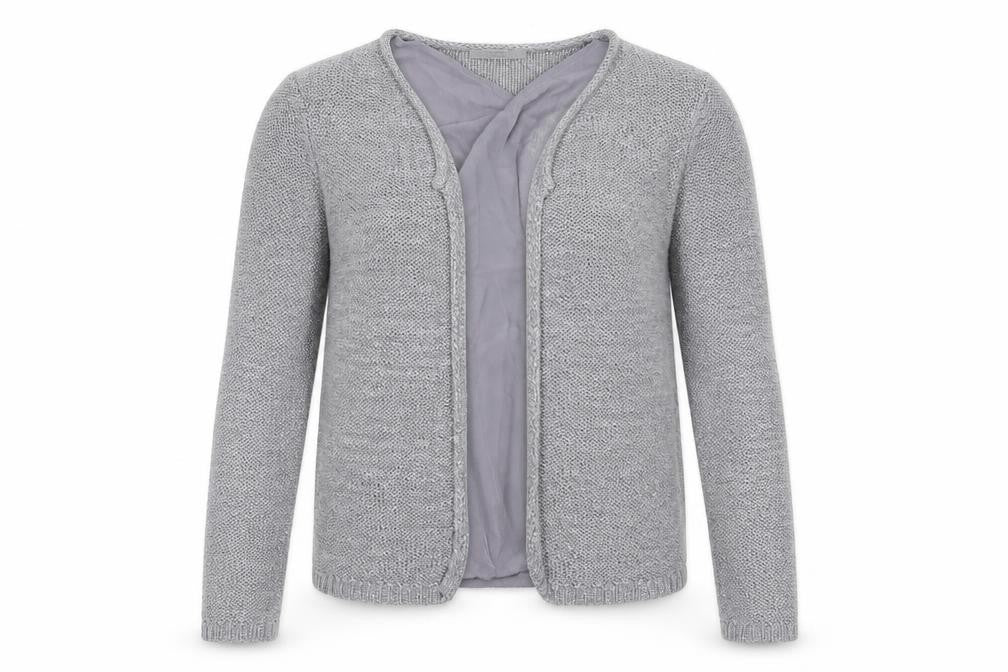Front view of George women’s grey cardigan jumper, size UK 8