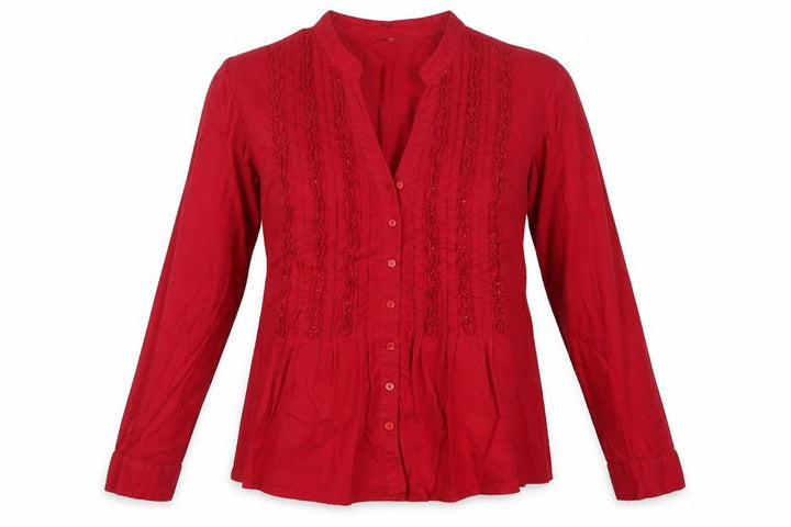 Debenhams Womens Red Basic Button-Up Size 12 - String tie around back has been removed