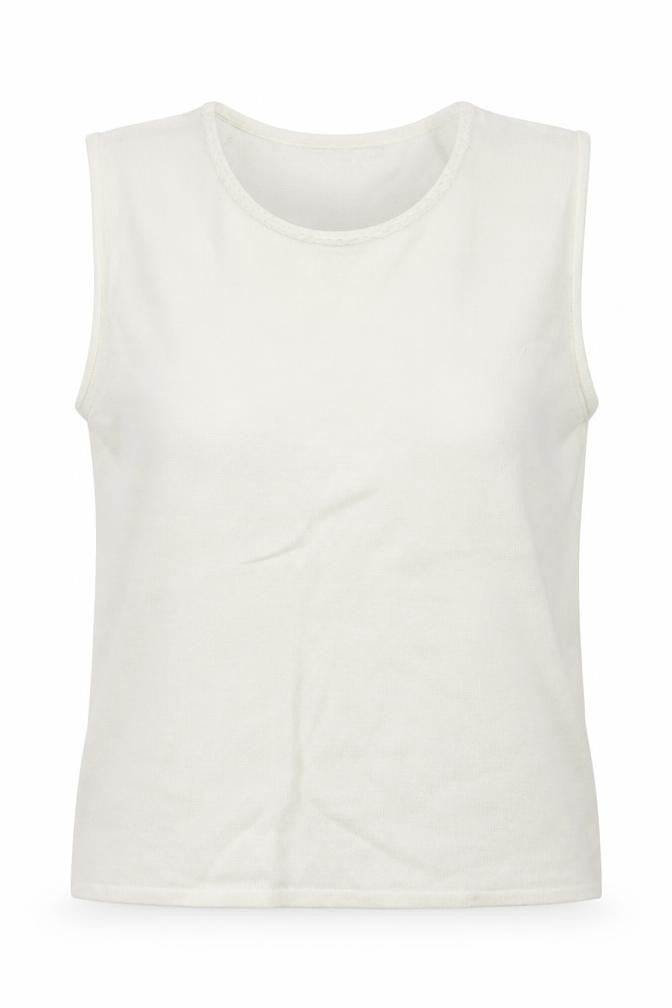 Front view of Cordelia women’s white basic tank, size UK 16