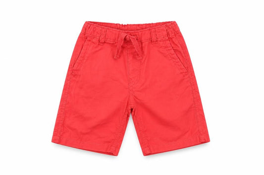Front view of H&M boys’ red bermuda shorts, size 5-6, years - elastic waist