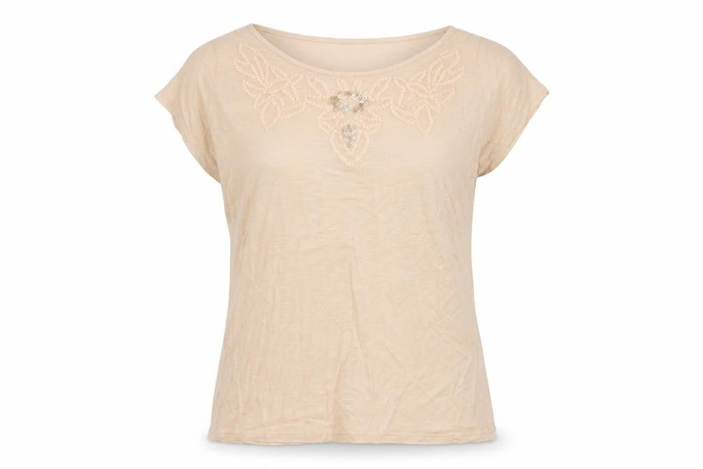 Front view of Dorothy Perkins women’s ivory basic t-shirt, size UK 12