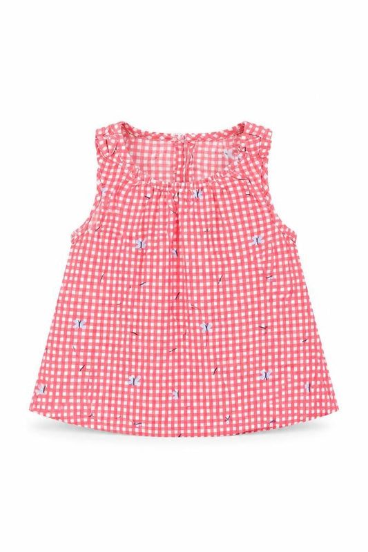 Front view of George girls’ red plaid basic tank, size 12, months