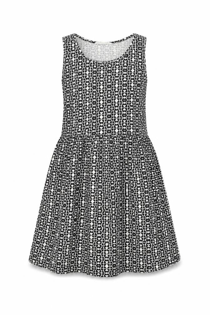 Front view of H&M girls’ black geometric fit & flare, size 2, years