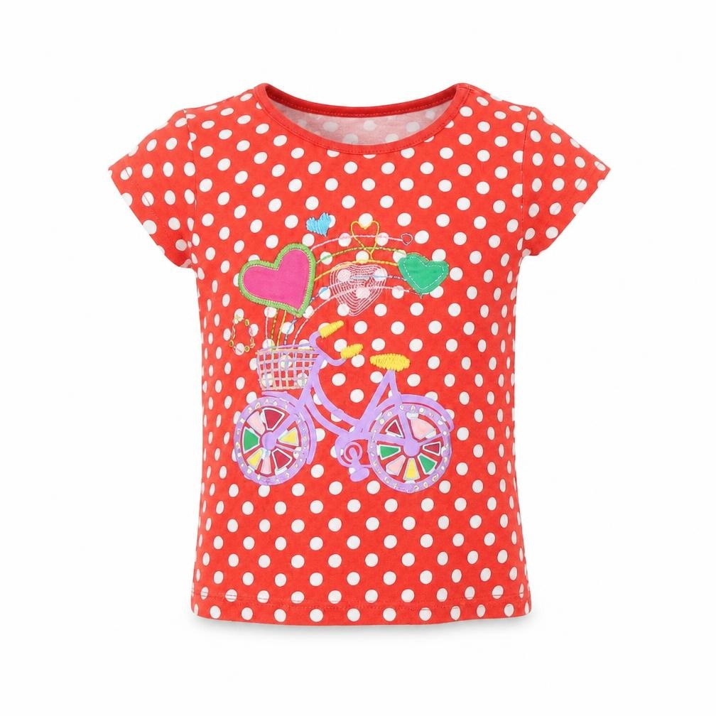 Front view of NOVA girls’ red polka dot basic t-shirt, size 4, years