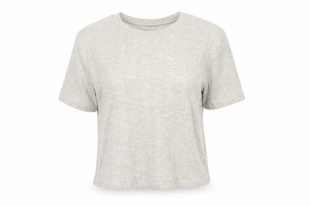 Front view of Zara women’s beige cropped polo, size S
