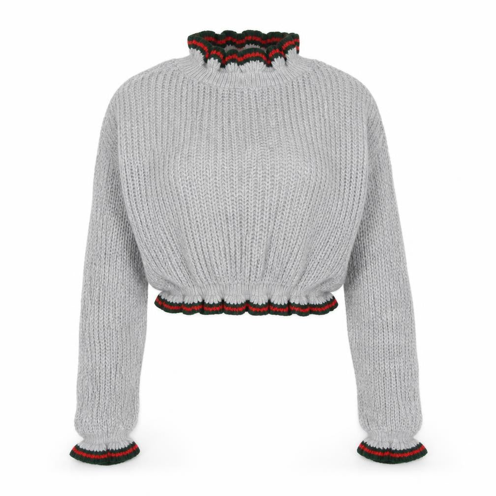 Front view of Prague women’s grey jumper, size S, - cropped