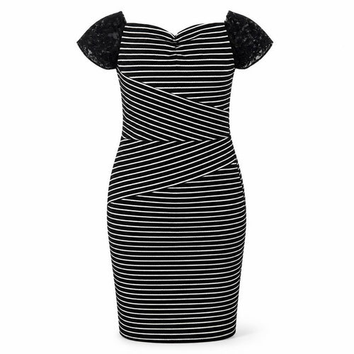 Dreams Womens Black Striped  Pencil Dress  Size 10