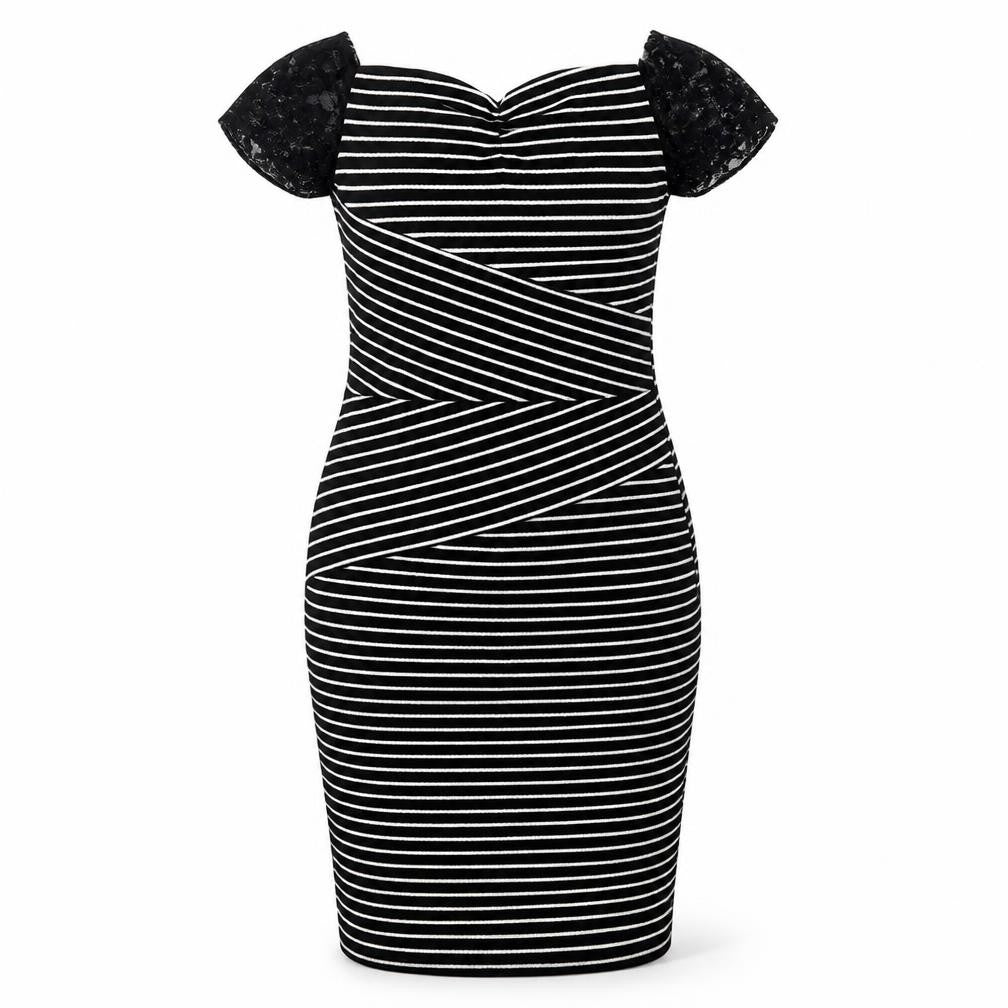 Dreams Womens Black Striped  Pencil Dress  Size 10