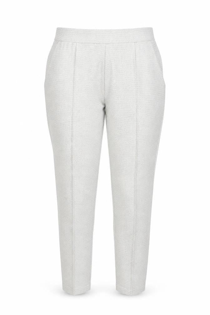 Front view of Next women’s white trousers, size UK 8, 25-inch leg