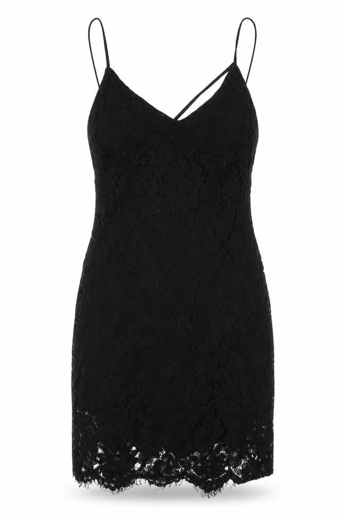 LOVE LIES Womens Black   Mini  Size S  - LACE SHAPED HEM