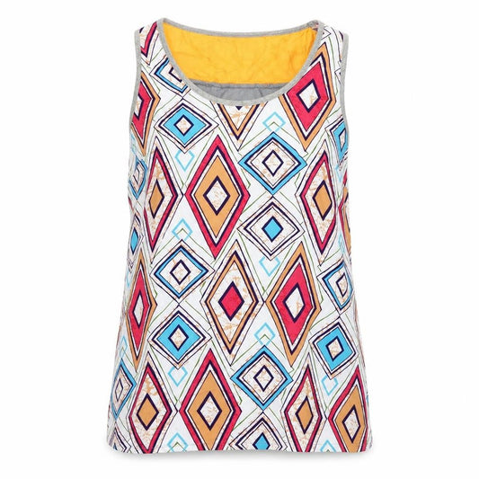 Front view of Next women’s white geometric camisole blouse, size UK 10