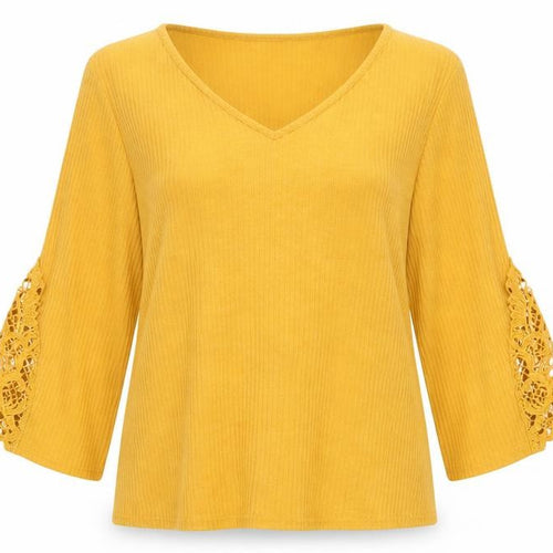Preworn Womens Yellow   Pullover Jumper Size XL  - Lace Sleeve detail