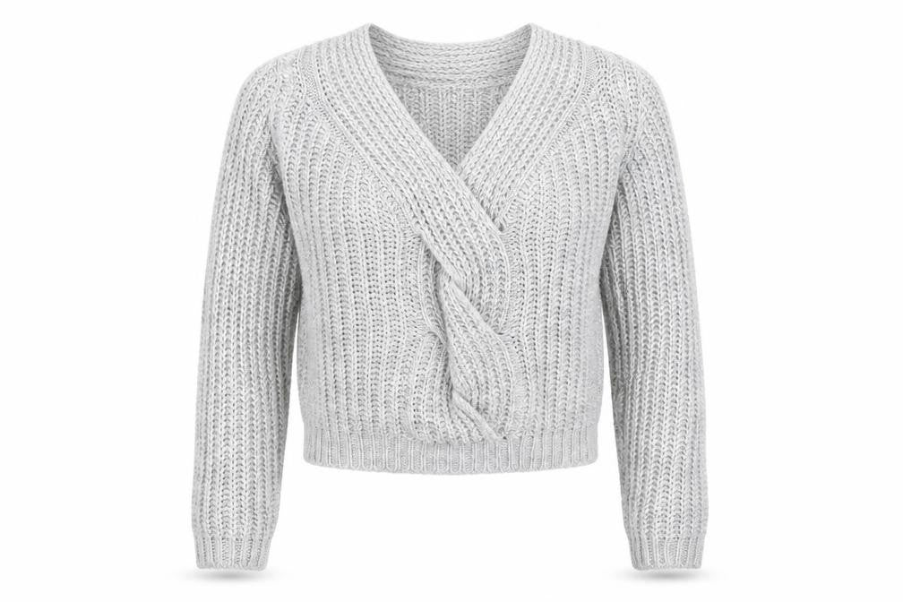 Front view of Cameo Rose women’s grey jumper, size S
