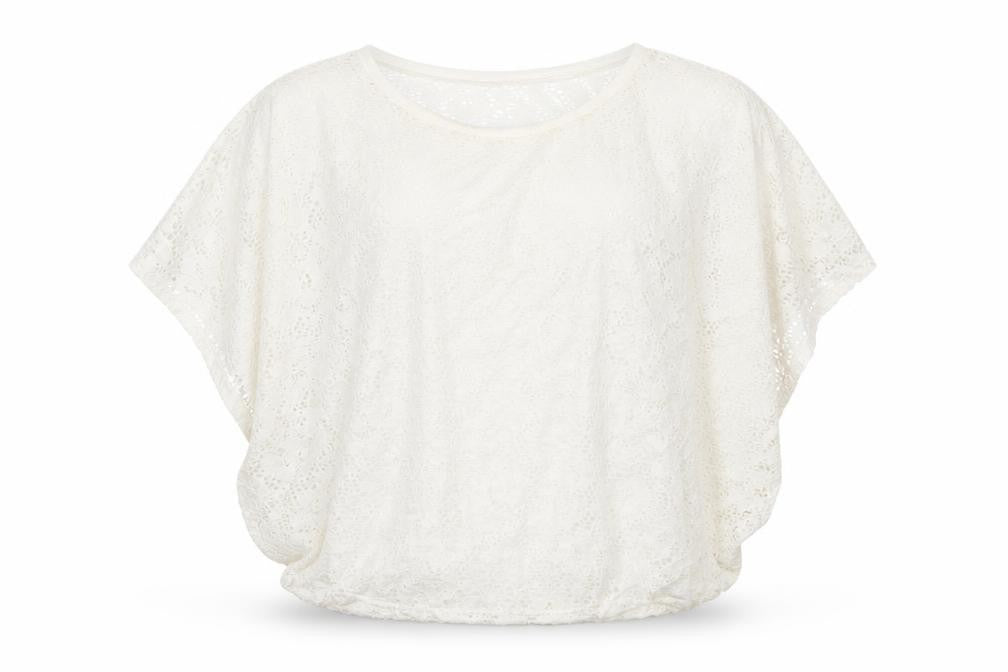 Front view of H&M girls’ white floral basic t-shirt, size 10-11, years