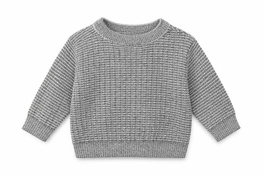 Front view of River Island boys’ grey houndstooth jumper, size 0-3, months