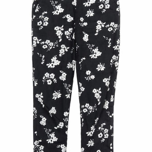 PEAOCKS Womens Black Floral  Sweatpants Trousers Size 8 L29 in