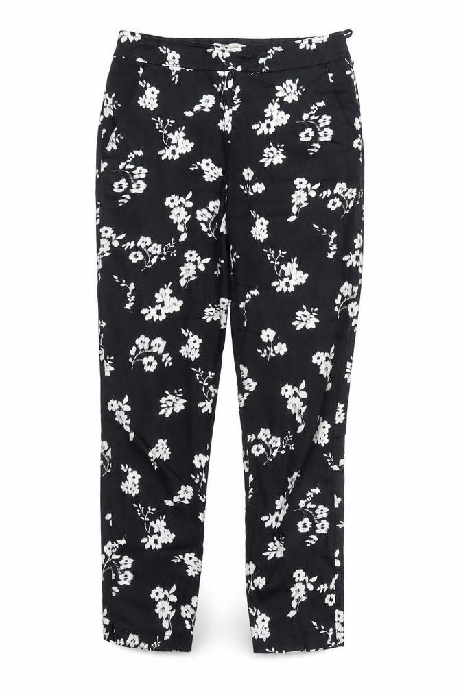 PEAOCKS Womens Black Floral  Sweatpants Trousers Size 8 L29 in