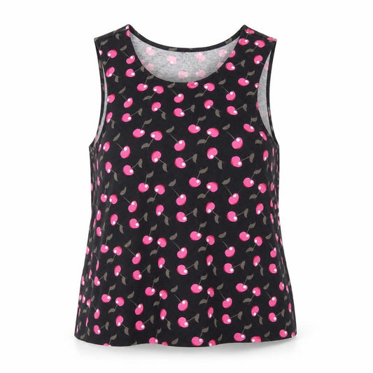 Front view of ASOS women’s black basic tank, size UK 10
