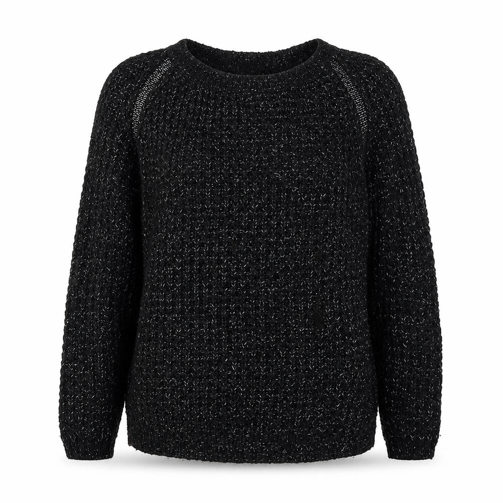 Front view of Papaya women’s black houndstooth jumper, size UK 12