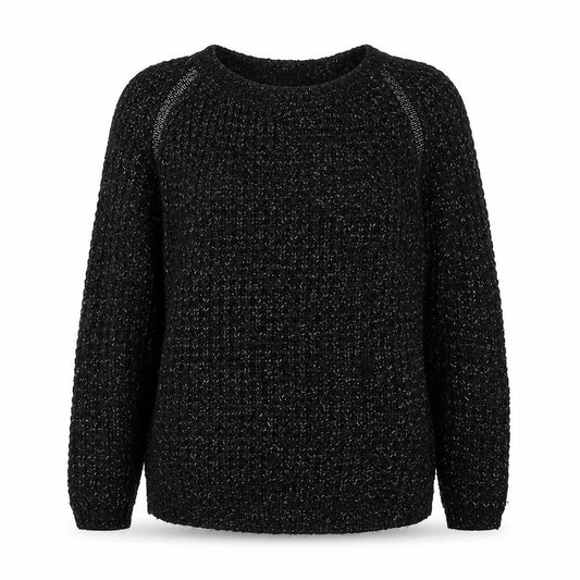 Front view of Papaya women’s black houndstooth jumper, size UK 12