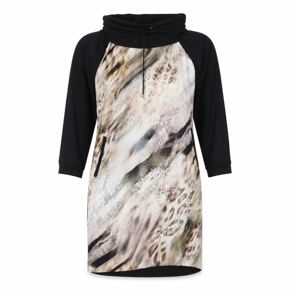 Front view of RESSERVED women’s black fit & flare, size UK 6