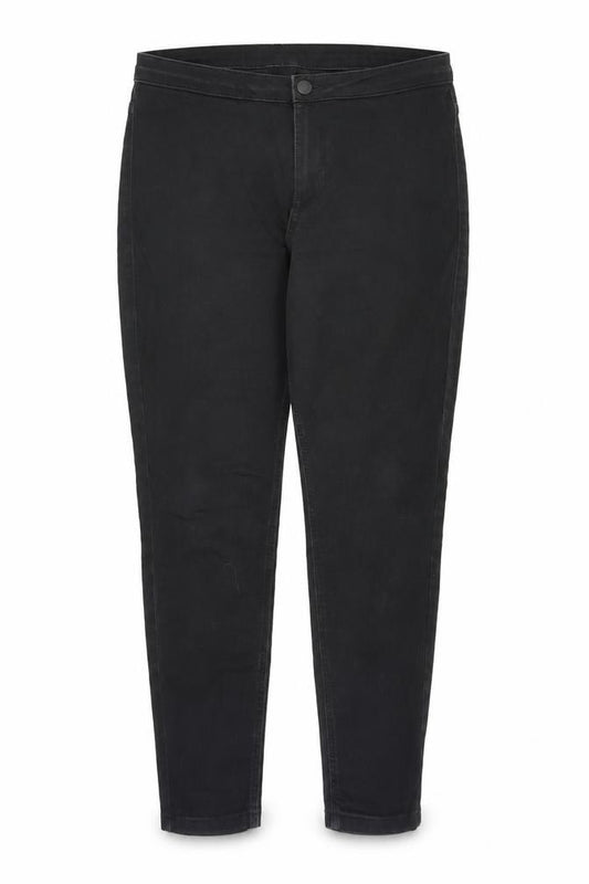 Front view of women’s black jegging jeans, size UK 14, 24-inch leg