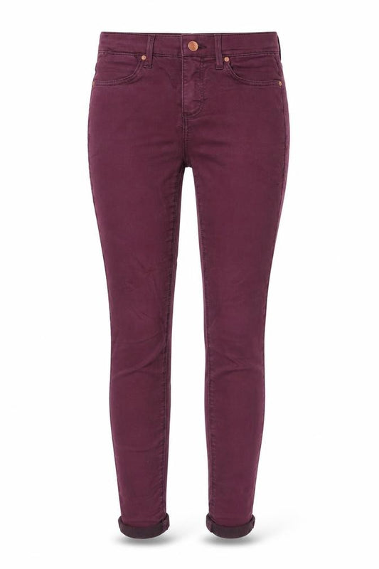 Front view of Topshop women’s purple skinny jeans, size UK 28, in, 26-inch leg
