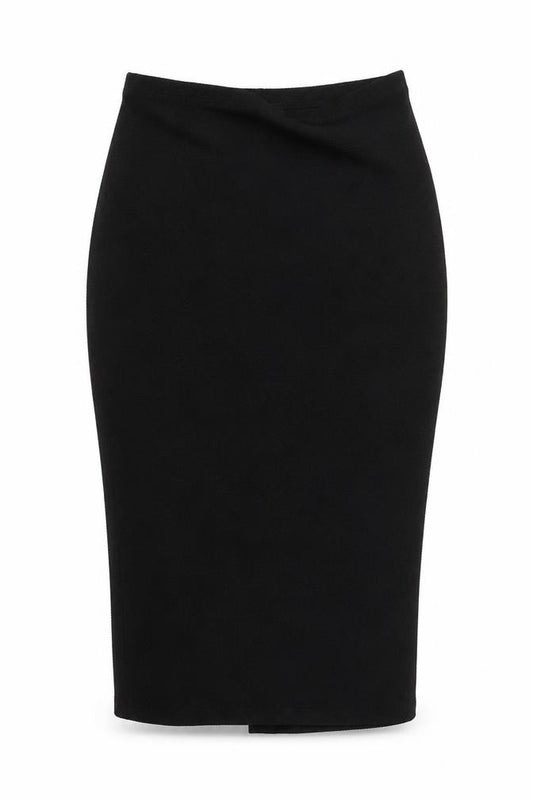 Front view of Papaya women’s black flare skirt, size UK 8