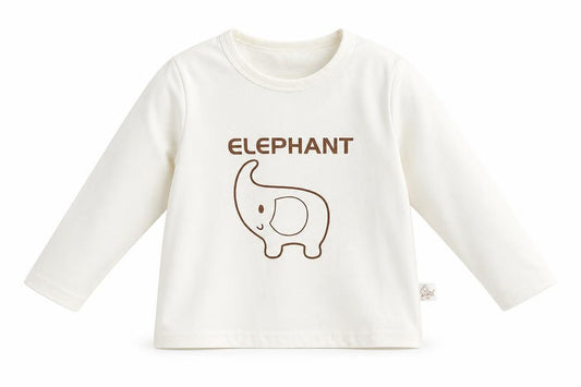 Front view of Botai boys’ ivory animal print pullover t-shirt one size - elephant