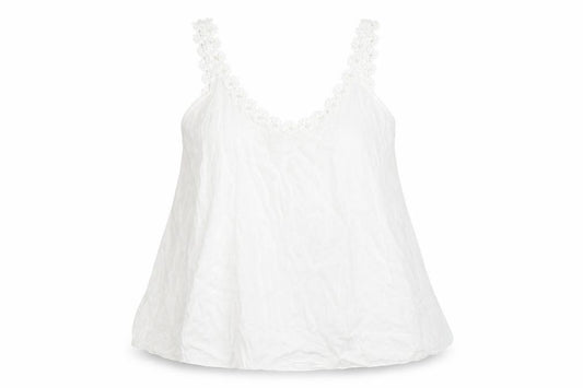 Front view of Preworn women’s white camisole blouse, size L