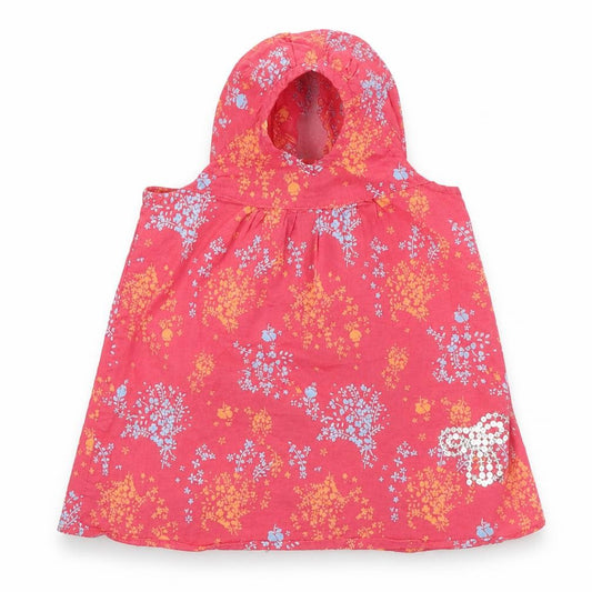 Front view of Marks & Spencer girls’ pink floral basic blouse, size 12-18, months - frill straps