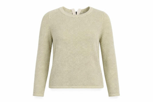 Front view of Next women’s gold knit jumper, size UK 6