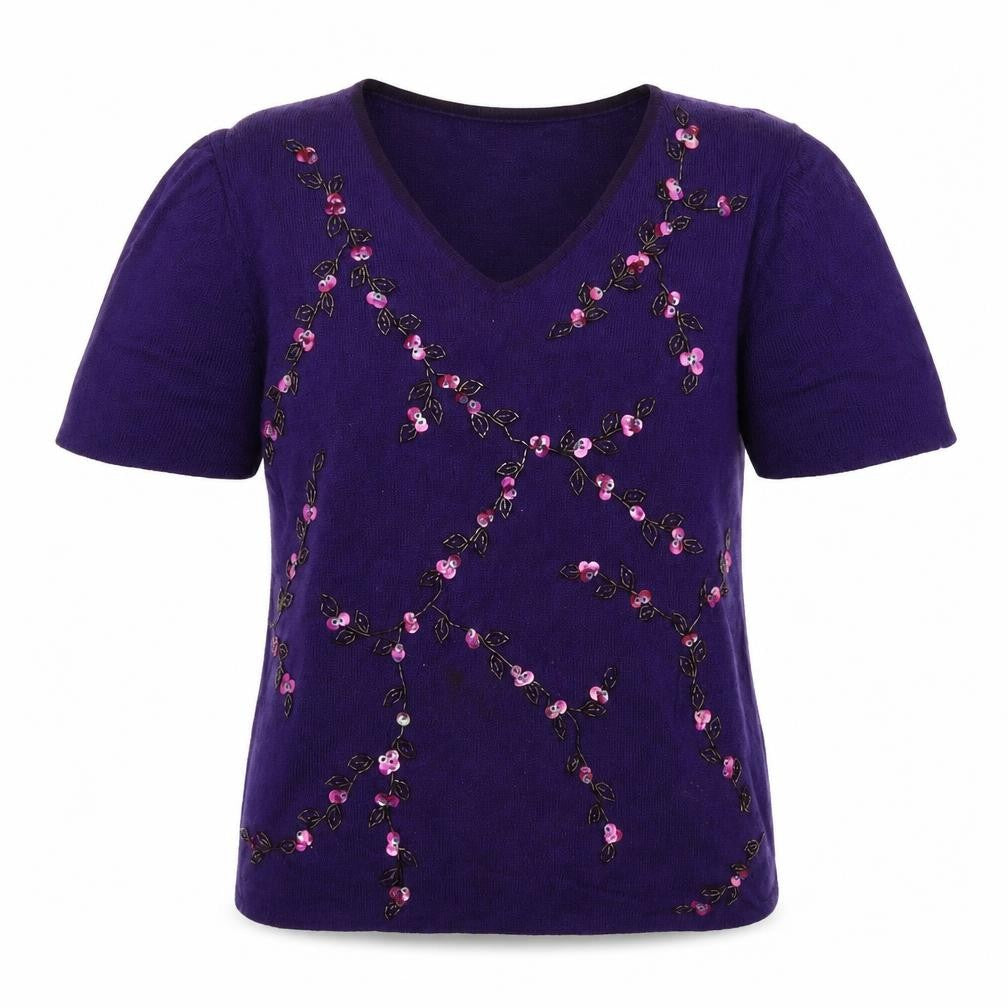 Front view of Berkertex women’s purple knit jumper, size UK 10