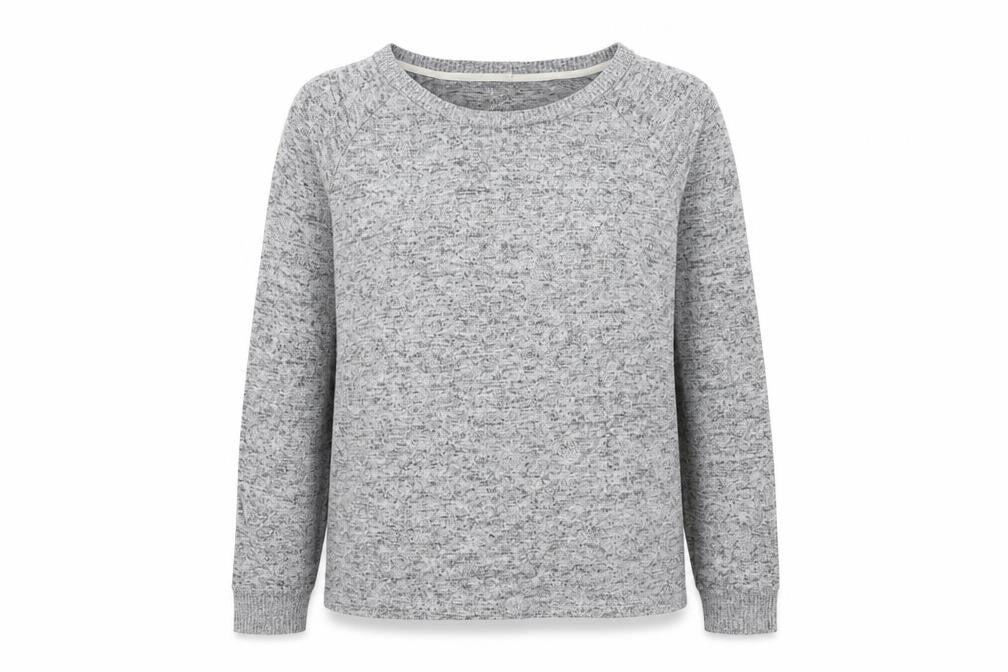 Front view of Love To Lounge women’s grey pullover sweatshirt, size UK 12