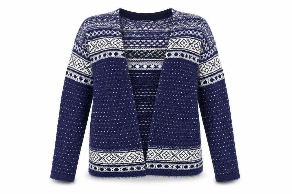 Damart Womens Blue Striped Knit Cardigan Jumper Size 10