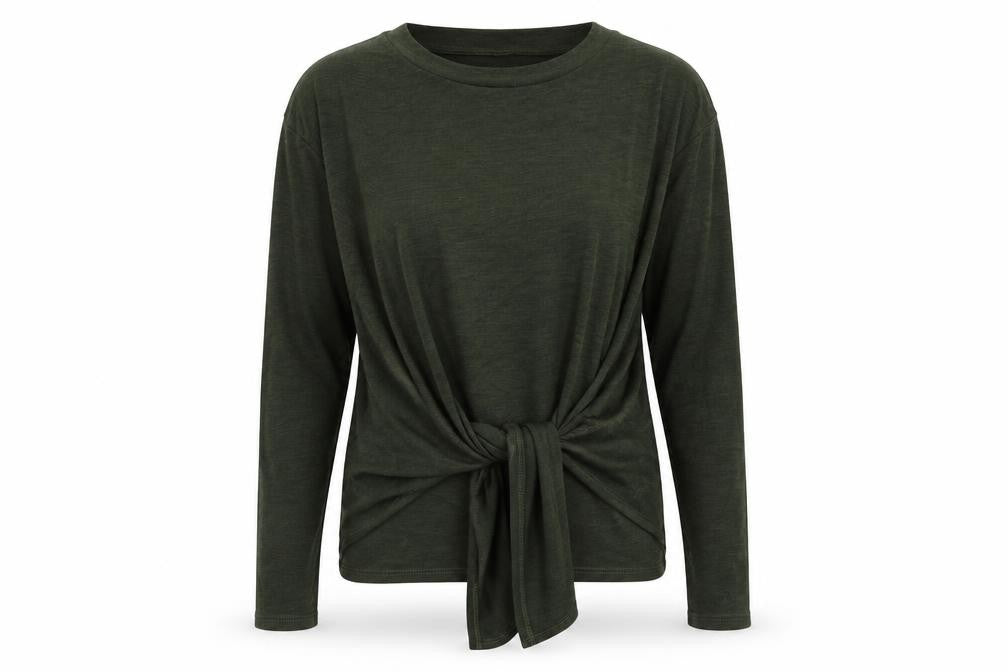 DUE SOUTH Womens Green  Knit Pullover Jumper Size S  - Tie Waist