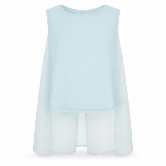Front view of H&M girls’ blue chiffon basic blouse, size 14, years