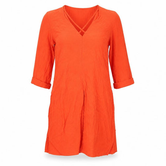 Front view of Atmosphere women’s orange basic blouse, size UK 8