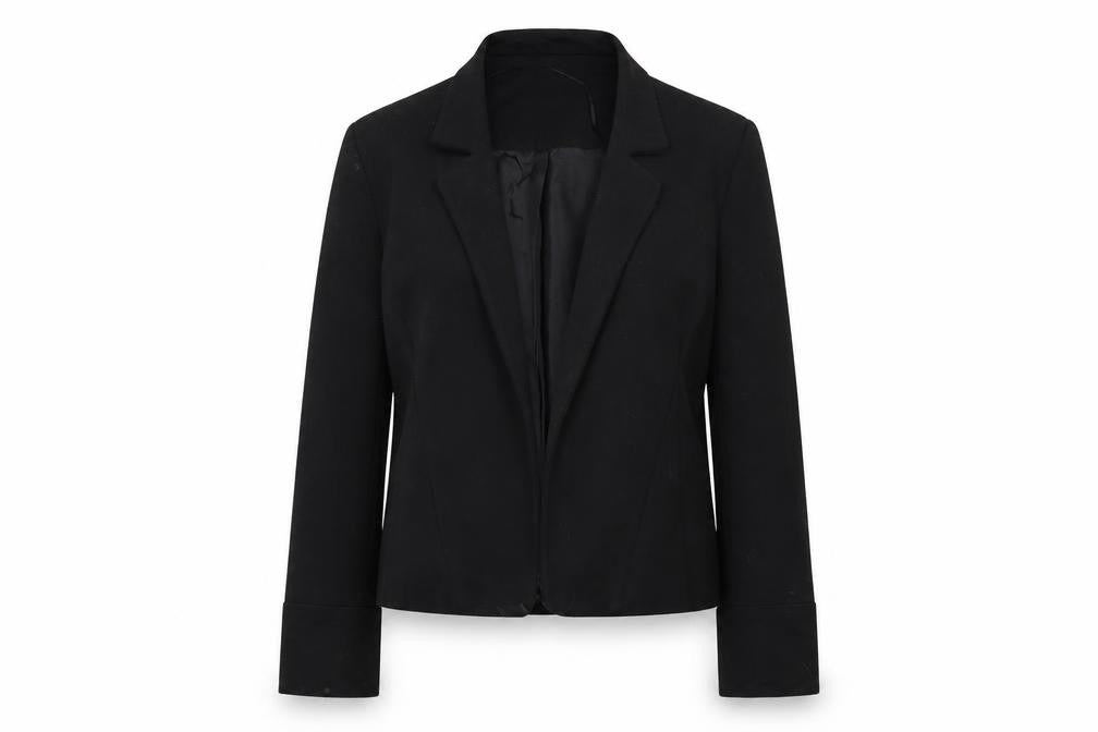 Front view of Preworn women’s black jacket blazer, size UK 10