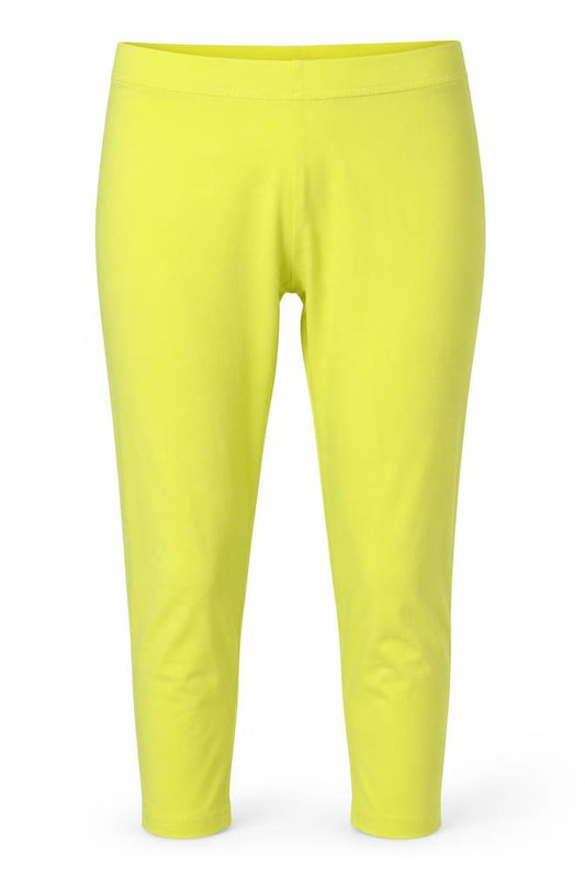 Front view of Papaya women’s yellow compression leggings, size UK 12, 17-inch leg